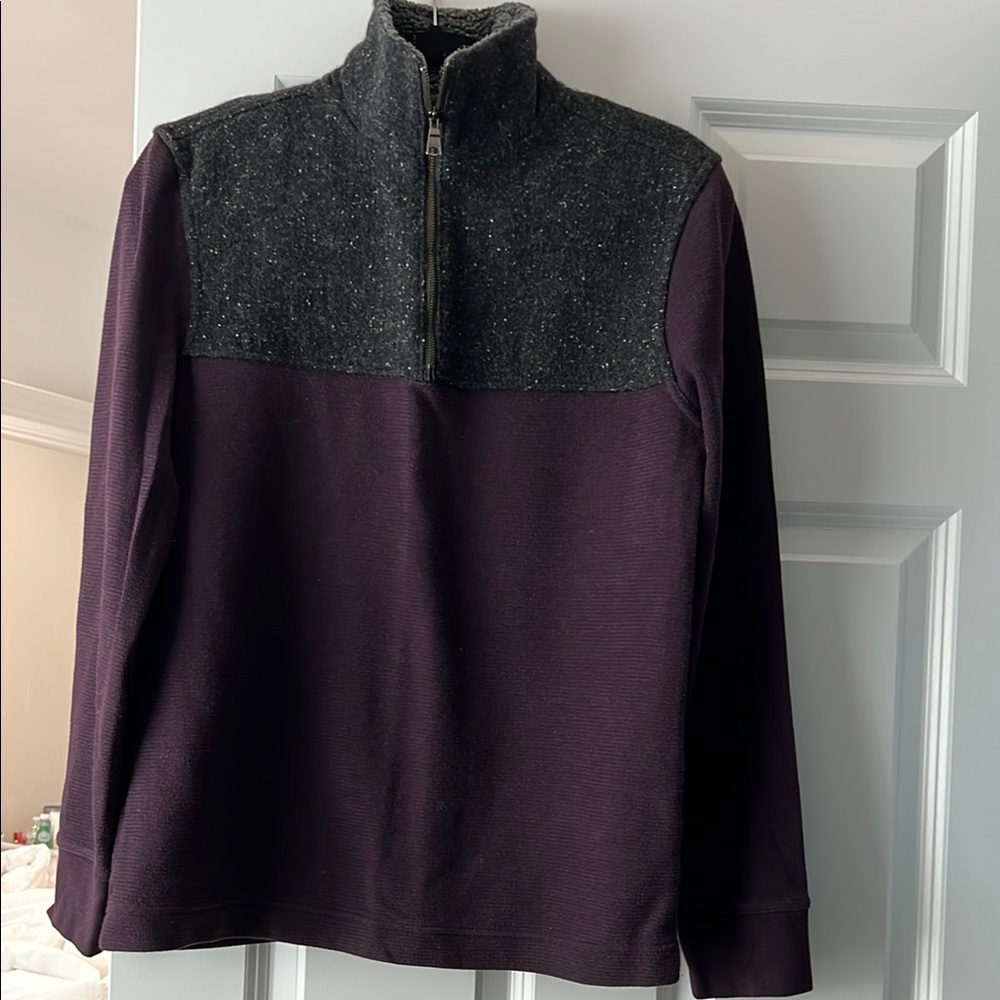 Black and Purple Zip Up Sweater with Sporty Design